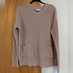 LOFT Women's Knit Tan Sweater With Pockets